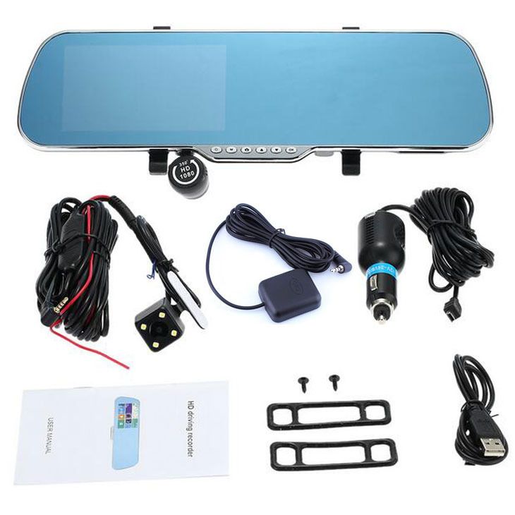 16GB 5" 1080P Android Rear View Mirror GPS Dash Cam CAR DVR Backup